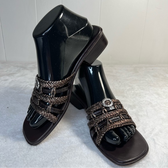 BRIGHTON Rita Woven Leather Slides Size 9N - Picture 1 of 12